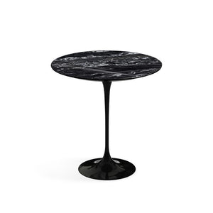 Saarinen Side Table - 20” Round side/end table Knoll Black Portoro marble, Shiny finish 