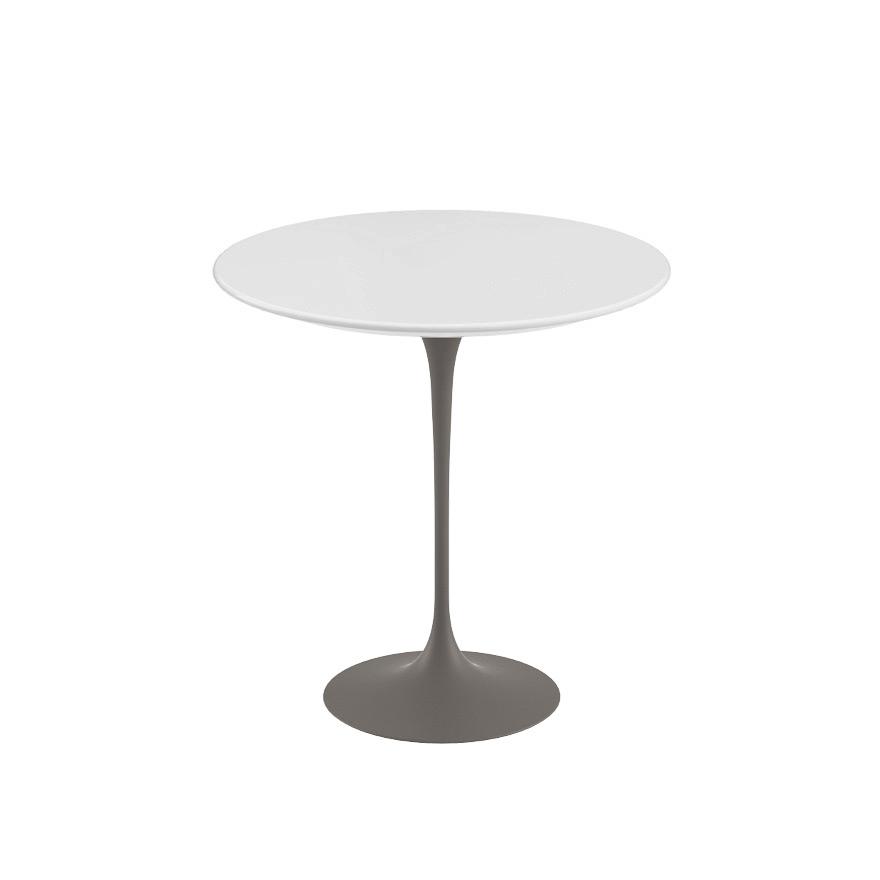 Saarinen Side Table - 20” Round side/end table Knoll Grey White laminate, Satin finish 