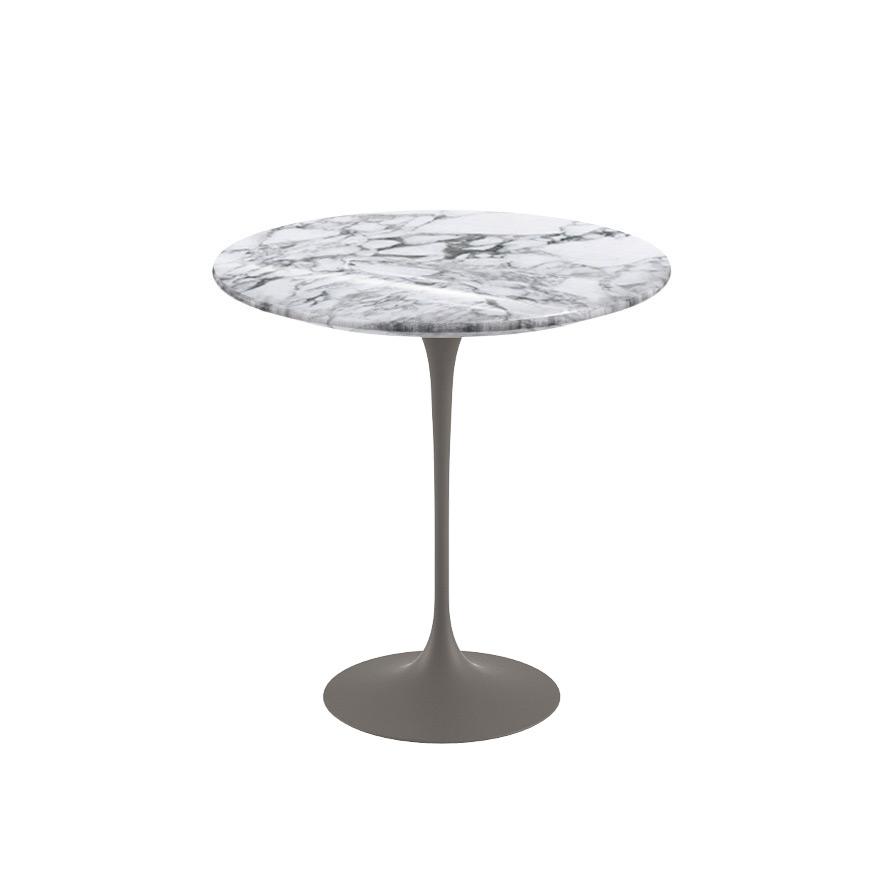 Saarinen Side Table - 20” Round side/end table Knoll Grey Arabescato marble, Satin finish 