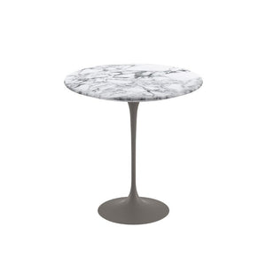Saarinen Side Table - 20” Round side/end table Knoll Grey Arabescato marble, Shiny finish 