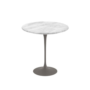 Saarinen Side Table - 20” Round side/end table Knoll Grey Carrara marble, Shiny finish 