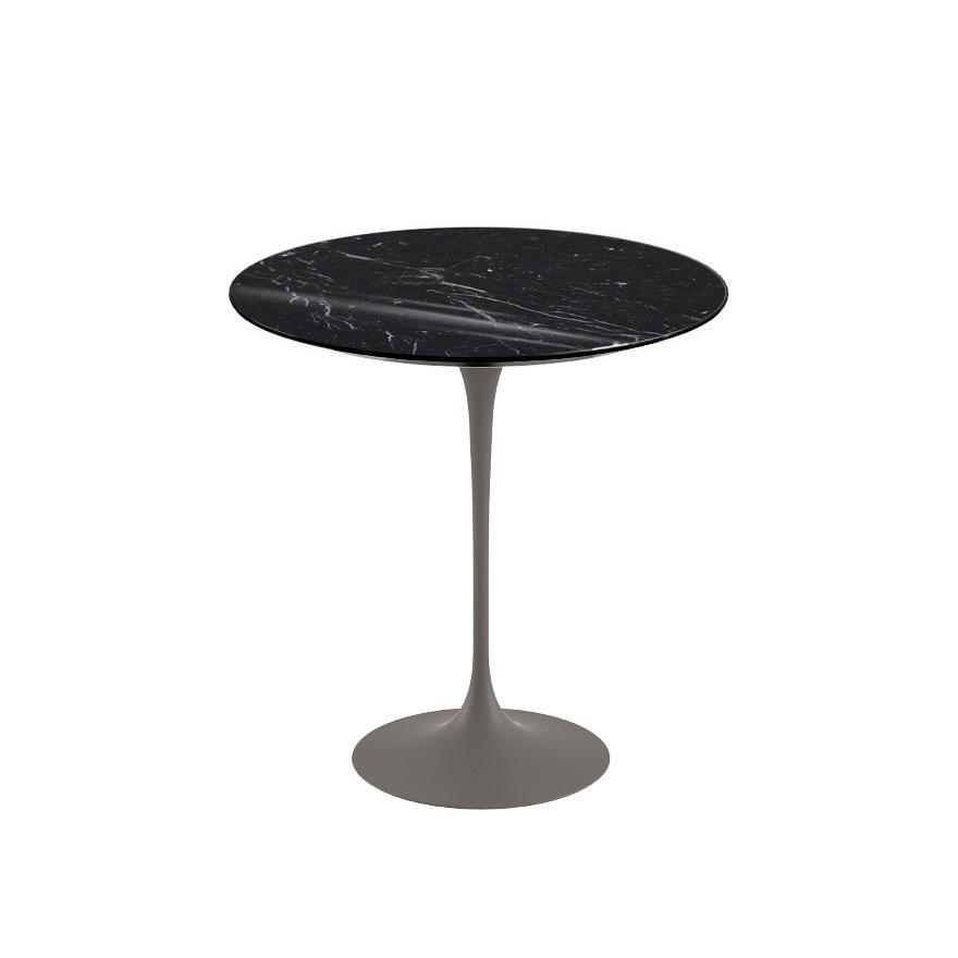 Saarinen Side Table - 20” Round side/end table Knoll Grey Nero Marquina marble, Shiny finish 