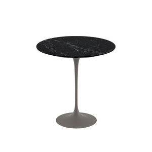 Saarinen Side Table - 20” Round side/end table Knoll Grey Nero Marquina marble, Satin finish 