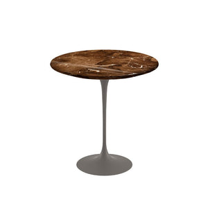 Saarinen Side Table - 20” Round side/end table Knoll Grey Espresso marble, Satin finish 