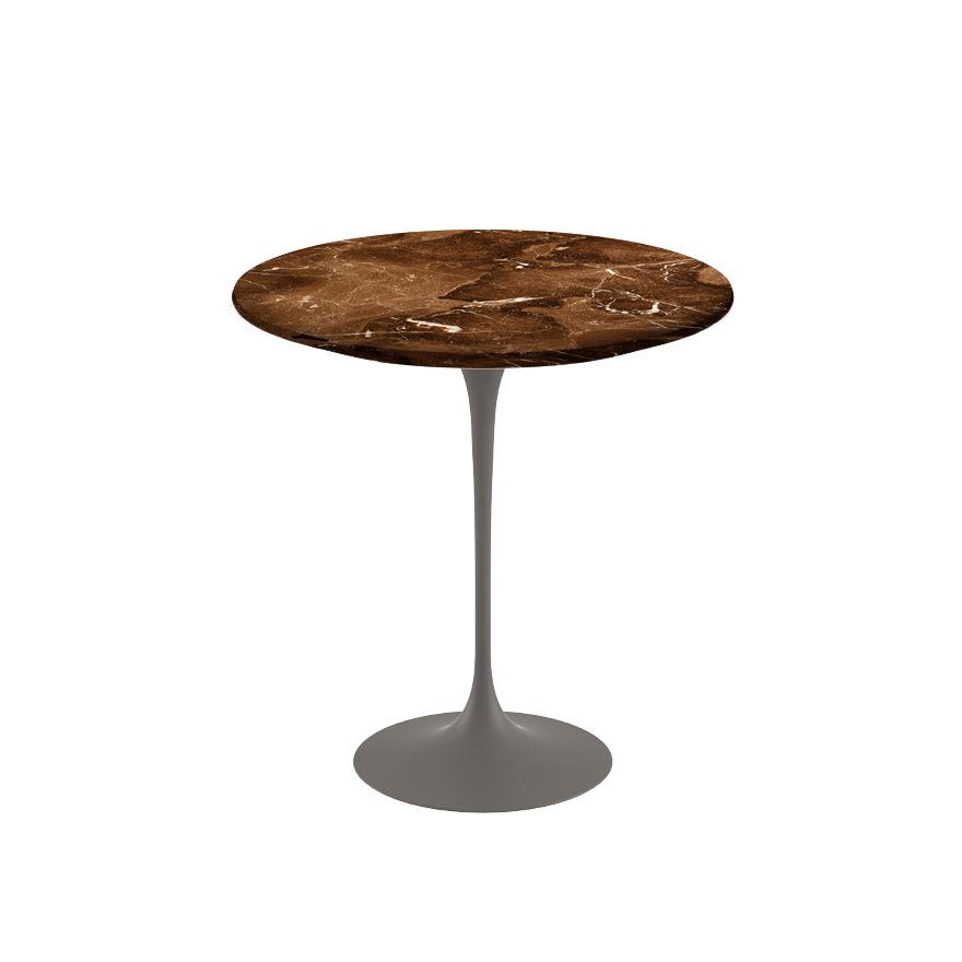 Saarinen Side Table - 20” Round side/end table Knoll Grey Espresso marble, Shiny finish 