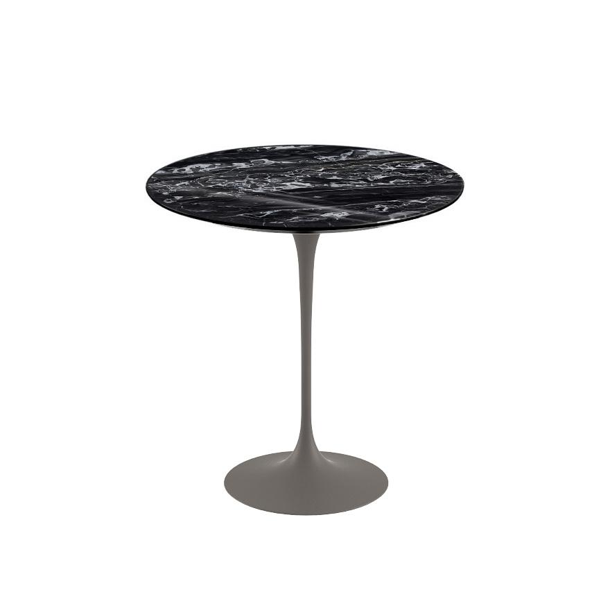 Saarinen Side Table - 20” Round side/end table Knoll Grey Portoro marble, Shiny finish 