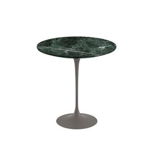 Saarinen Side Table - 20” Round side/end table Knoll Grey Verde Alpi marble, Shiny finish 