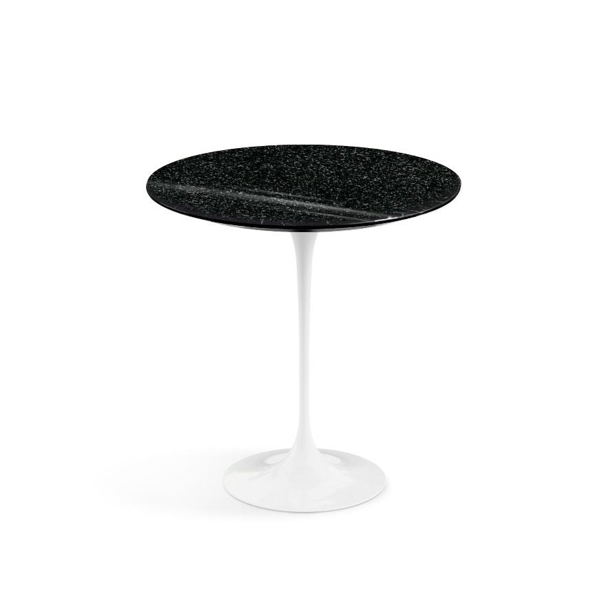 Saarinen Side Table - 20” Round side/end table Knoll White Black Andes, Granite 