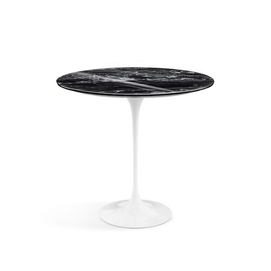 Saarinen Side Table - 22” Oval side/end table Knoll White Portoro marble, Shiny finish 