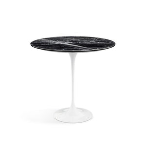 Saarinen Side Table - 22” Oval side/end table Knoll White Portoro marble, Shiny finish 