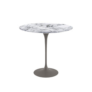 Saarinen Side Table - 22” Oval side/end table Knoll Grey Arabescato marble, Shiny finish 