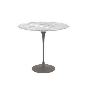 Saarinen Side Table - 22” Oval side/end table Knoll Grey Carrara marble, Shiny finish 