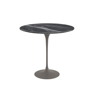 Saarinen Side Table - 22” Oval side/end table Knoll Grey Nero Marquina marble, Shiny finish 