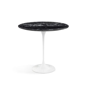 Saarinen Side Table - 22” Oval side/end table Knoll White Portoro marble, Satin finish 