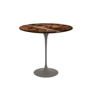 Saarinen Side Table - 22” Oval side/end table Knoll Grey Espresso marble, Shiny finish 