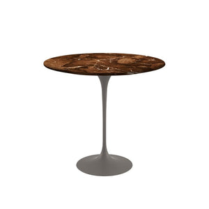 Saarinen Side Table - 22” Oval side/end table Knoll Grey Espresso marble, Satin finish 
