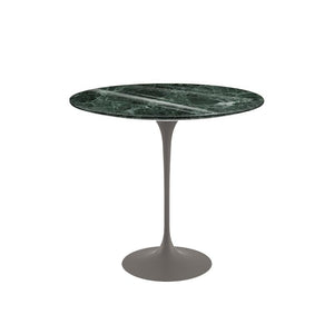 Saarinen Side Table - 22” Oval side/end table Knoll Grey Verde Alpi marble, Shiny finish 