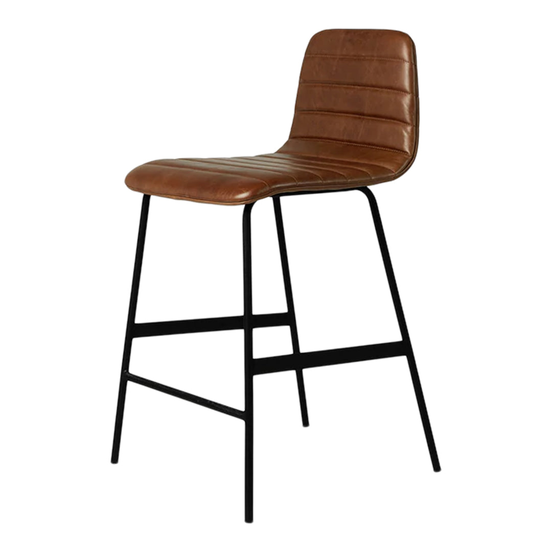 Lecture Stool Upholstered stool Gus Modern Counter Stool Saddle Brown Leather & Black 