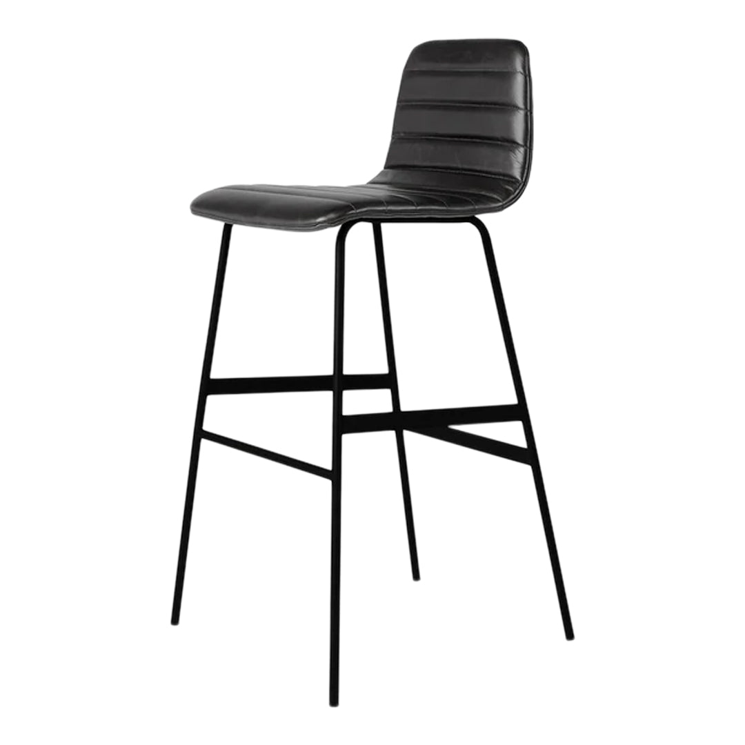 Lecture Stool Upholstered stool Gus Modern Bar Stool Saddle Black Leather & Black 