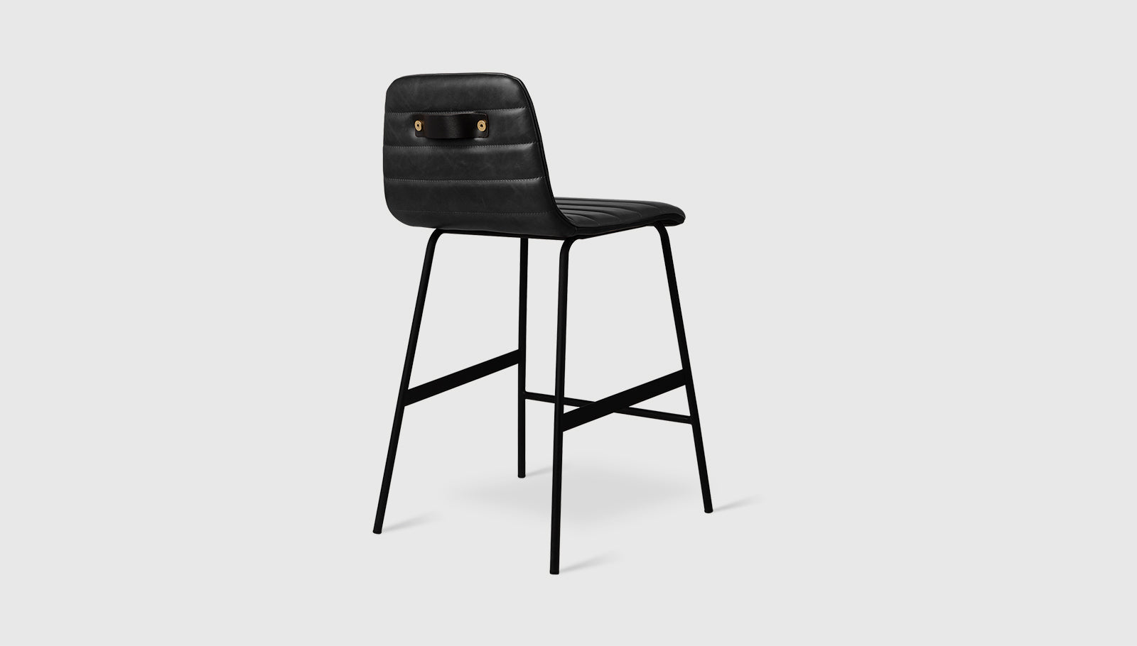 Lecture Stool Upholstered stool Gus Modern Counter Stool Saddle Black Leather & Black 