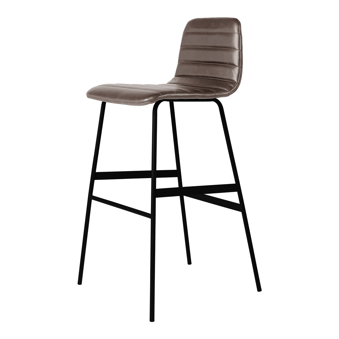 Lecture Stool Upholstered stool Gus Modern Bar Stool Saddle Grey Leather &amp; Black 