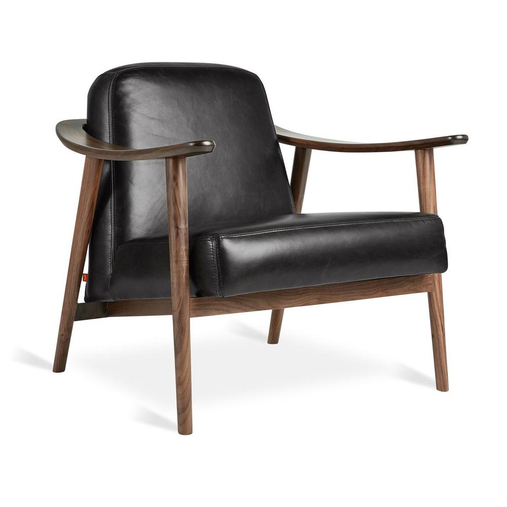 Baltic Chair Chair Gus Modern Saddle Black Leather Walnut 