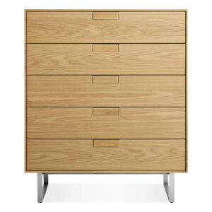 Series 11 Five Drawer Dresser storage BluDot White Oak / Stainless Steel 
