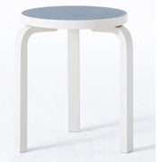 Stool 60 Stools Artek Smokey Blue Linoleum Seat - Legs Stone White Lacquered +$20.00 