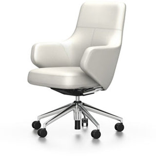Grand Executive Lowback Chair - Leather Premium - Snow +$1010.00 / Hard castors for carpet