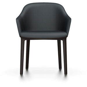 Softshell Chair - Four-Leg Base Side/Dining Vitra Chocolate Glides For Carpet Vitra Leather - Asphalt (67) +$1100.00