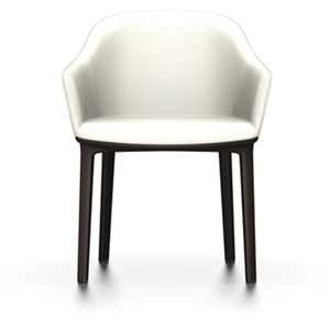 Softshell Chair - Four-Leg Base Side/Dining Vitra Chocolate Glides For Carpet Vitra Leather - Snow (72) +$1100.00
