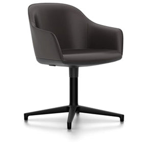 Softshell Chair - Four Star Base Side/Dining Vitra powder-coat basic dark Vitra leather - chocolate casters hard, braked for carpet