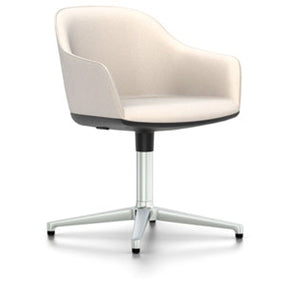 Softshell Chair - Four Star Base Side/Dining Vitra polished aluminum Plano - parchment/cream white casters hard, braked for carpet