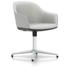 Softshell Chair - Four Star Base Side/Dining Vitra polished aluminum Plano - cream white/sierra grey casters hard, braked for carpet