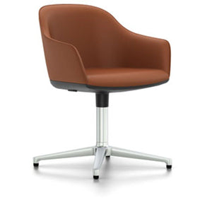 Softshell Chair - Four Star Base Side/Dining Vitra polished aluminum Plano - marron/cognac casters hard, braked for carpet