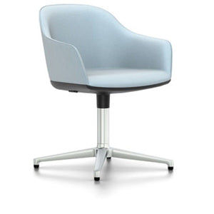 Softshell Chair - Four Star Base Side/Dining Vitra polished aluminum Plano - light grey/ice blue casters hard, braked for carpet