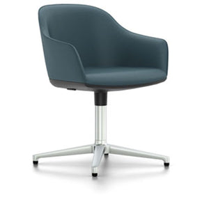 Softshell Chair - Four Star Base Side/Dining Vitra polished aluminum Plano - nero/ice blue casters hard, braked for carpet