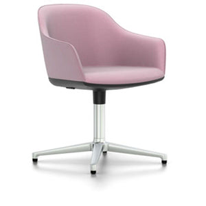 Softshell Chair - Four Star Base Side/Dining Vitra polished aluminum Plano - pink/sierra grey casters hard, braked for carpet
