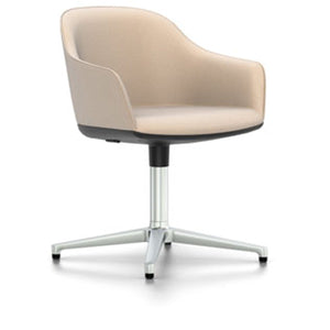 Softshell Chair - Four Star Base Side/Dining Vitra polished aluminum Plano - tobacco/cream white casters hard, braked for carpet