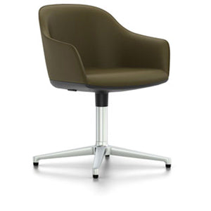 Softshell Chair - Four Star Base Side/Dining Vitra polished aluminum Plano - coconut/forest casters hard, braked for carpet