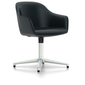Softshell Chair - Four Star Base Side/Dining Vitra polished aluminum Vitra leather - nero casters hard, braked for carpet