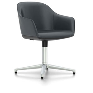 Softshell Chair - Four Star Base Side/Dining Vitra polished aluminum Vitra leather - asphalt casters hard, braked for carpet