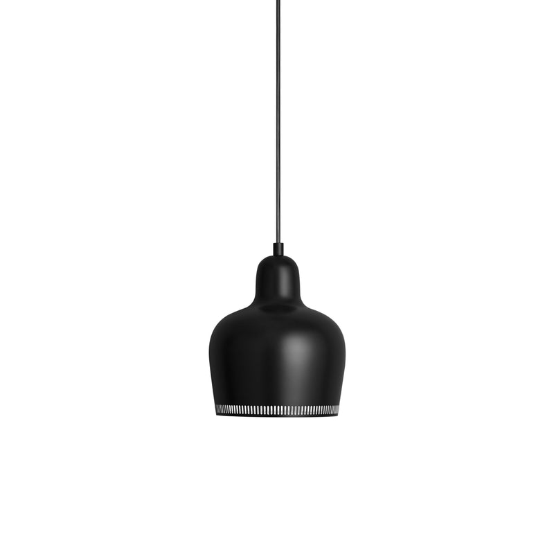 Golden Bell Savoy - A330S - Brass hanging lamps Artek Black Steel Shade/Inside White Coated/Black Plastic Cable 