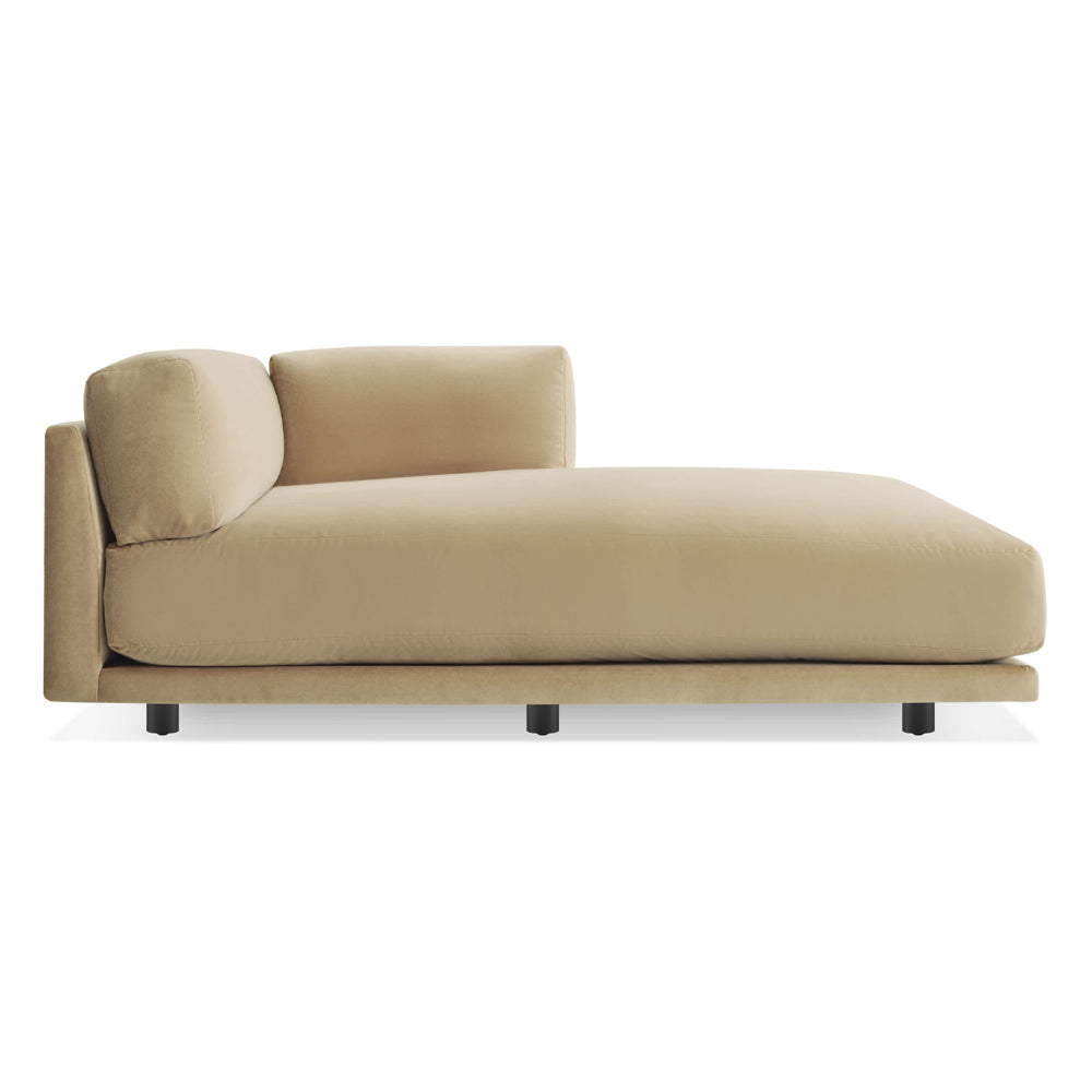 Sunday Chaise sofa BluDot Right Arm Camel Velvet 