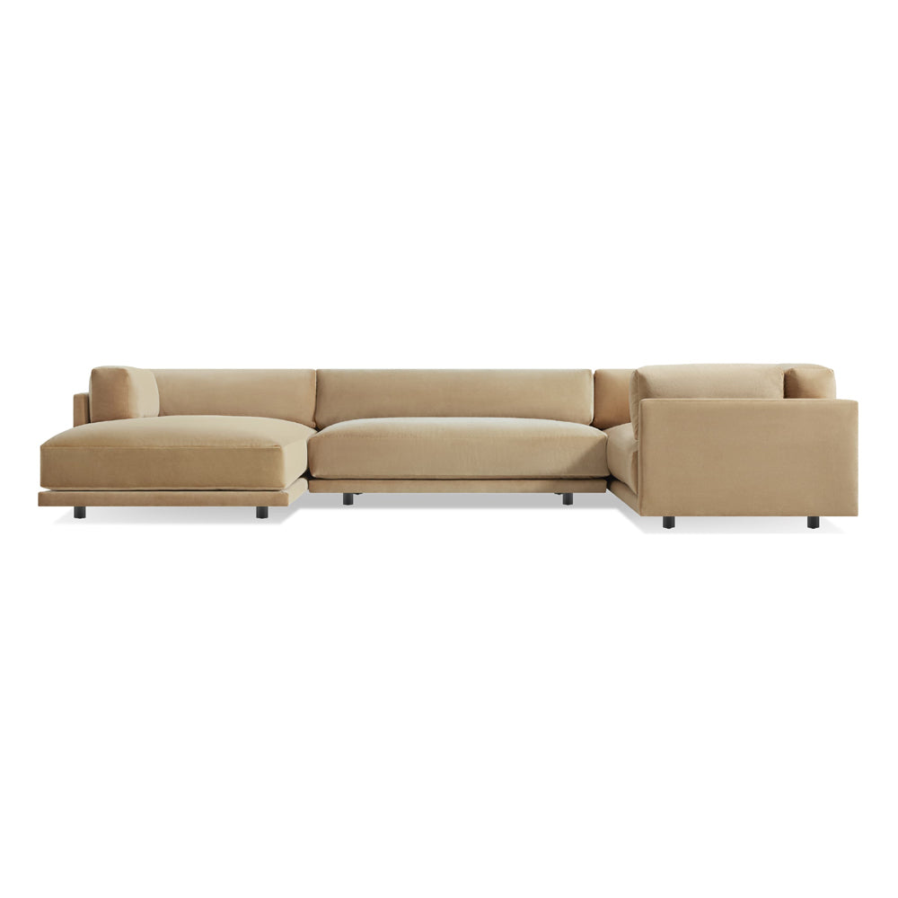 Sunday L Sectional Sofa With Chaise sofa BluDot Left Arm Camel Velvet 