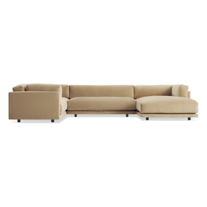 Sunday L Sectional Sofa With Chaise sofa BluDot Right Arm Camel Velvet 