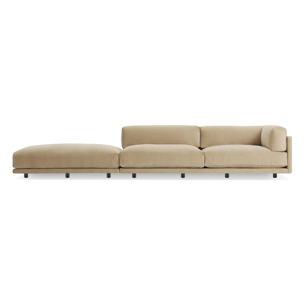 Sunday Long and Low Sectional Sofa Sofa BluDot Right Camel Velvet 