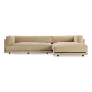 Sunday Small Sofa with Chaise Sofa BluDot Camel Velvet Right Chaise 