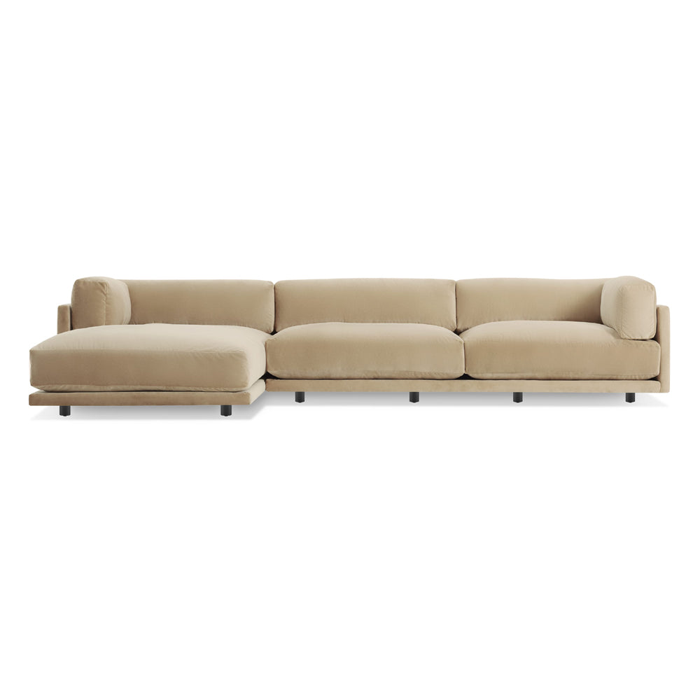 Sunday Sofa w/ Chaise Sofa BluDot Left Arm Camel Velvet 