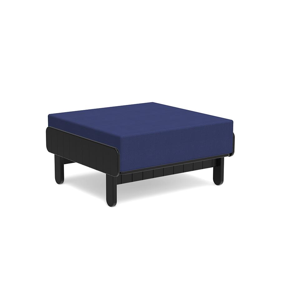 Sunnyside Ottoman Ottomans Loll Designs Black Canvas Navy 